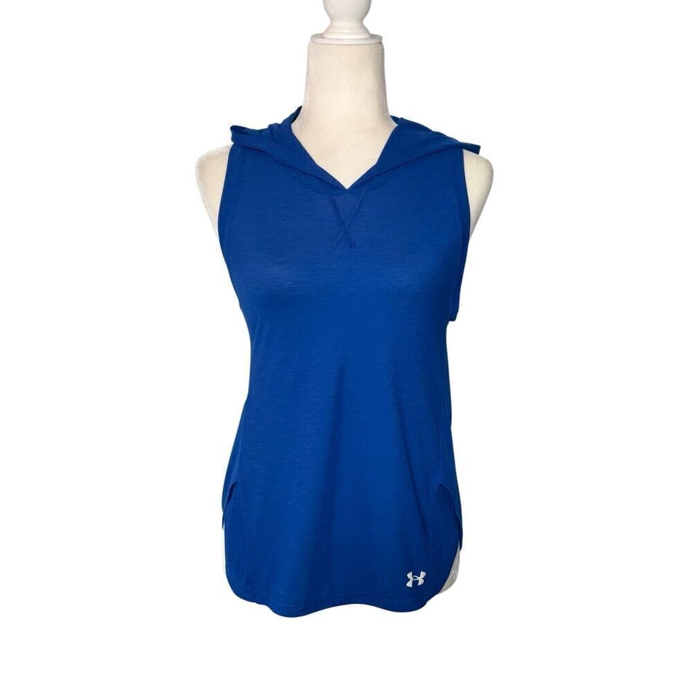 Under Armour Breathe sleeveless hoodie in royal blue - XS